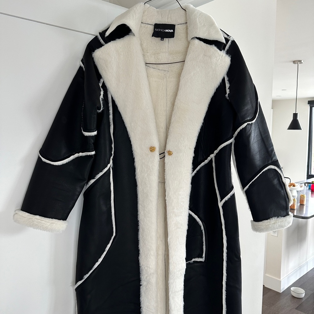 Black and White Women's Coat